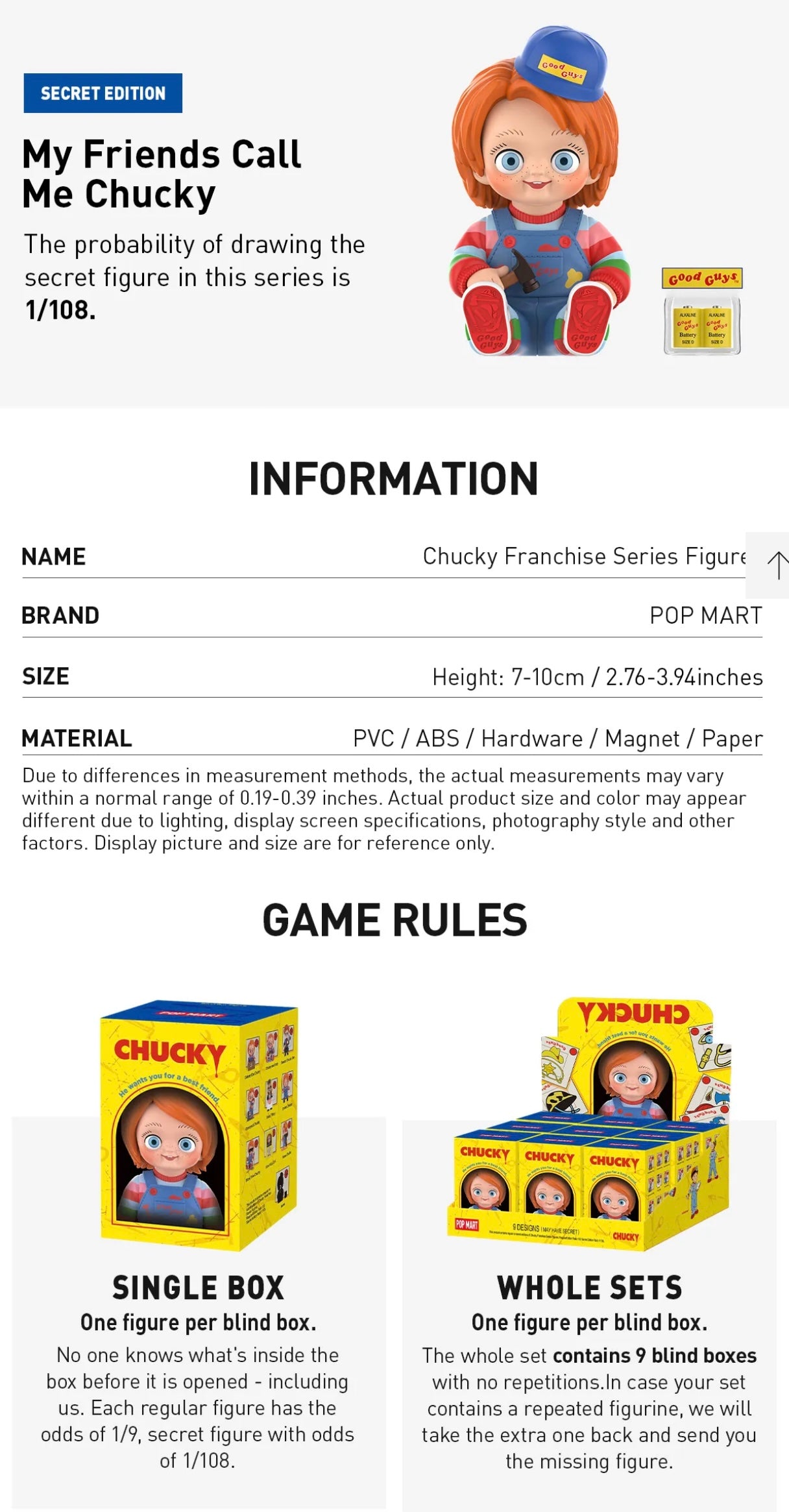 CHUCKY - Franchise Serie - Figura Coleccionable / Caja Misteriosa