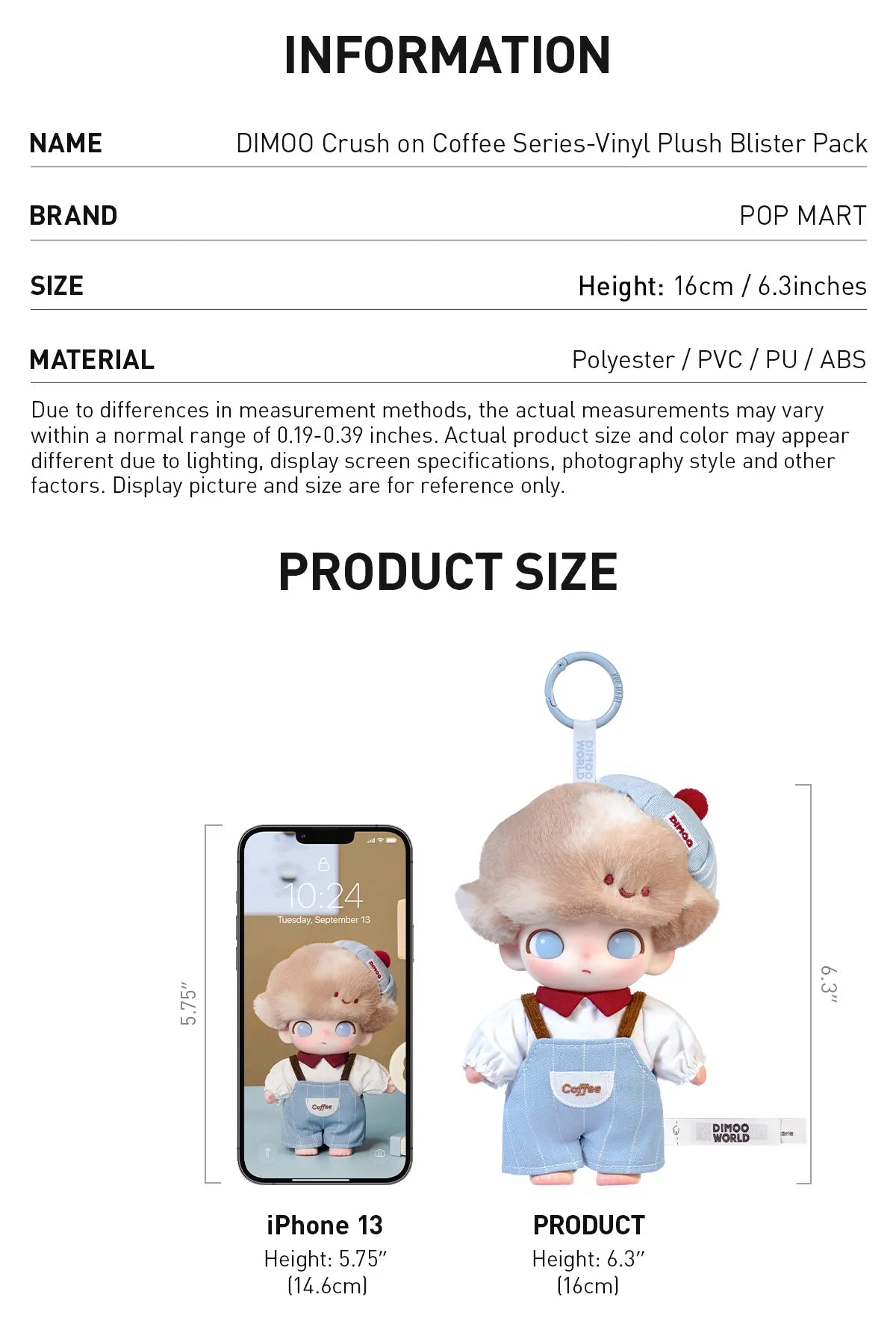 DIMOO World - Crush on Coffee Serie - Colgante de Peluche Coleccionable