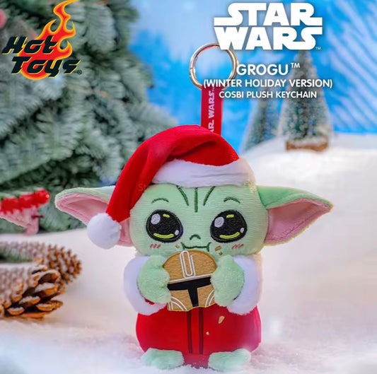 GROGU - Winter Holiday Version - Star Wars Cosbi Plush Keychain Collection - Colgante de Peluche Coleccionable