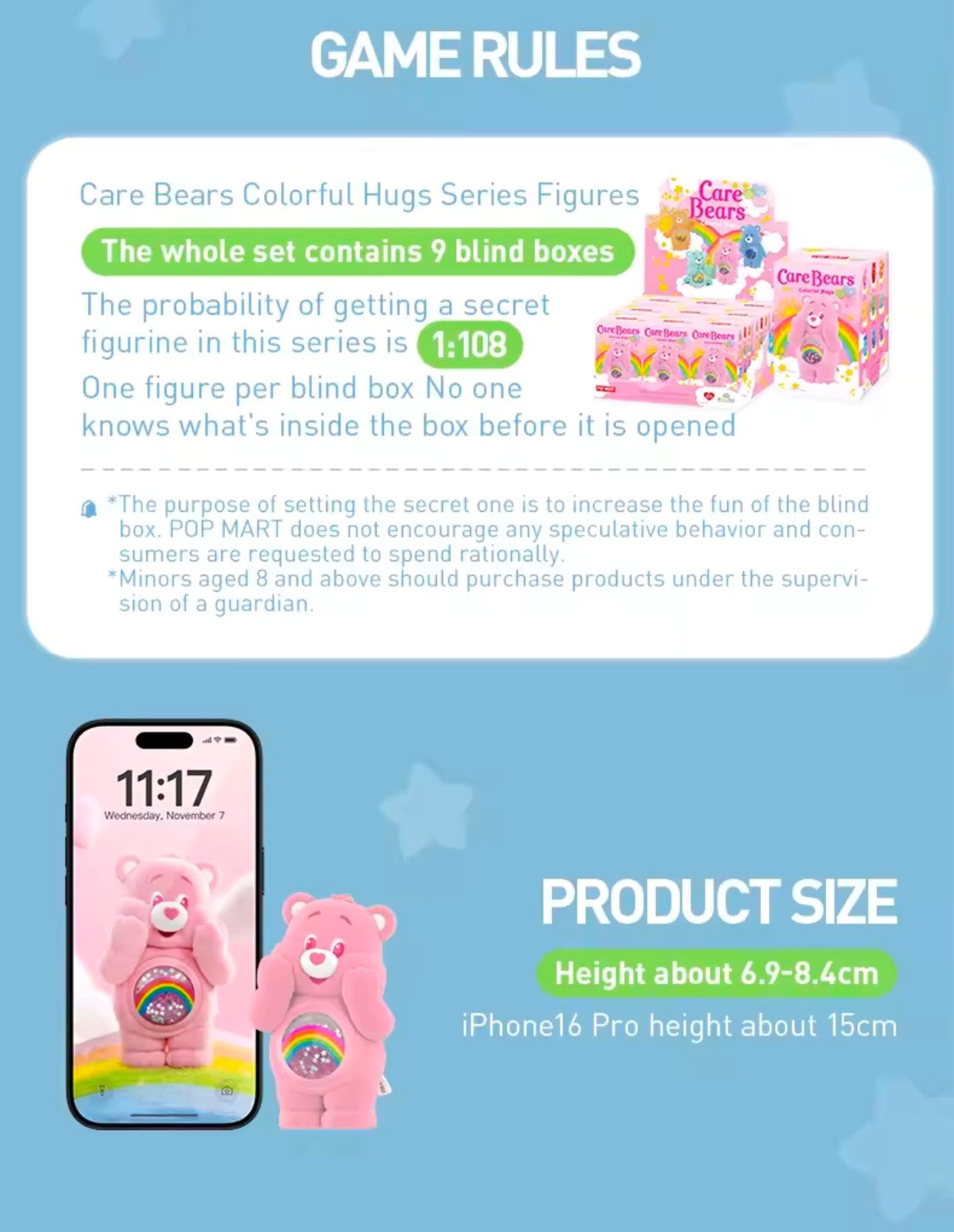 CARE BEARS - Colorful Hugs Serie - Figura Coleccionable / Caja Misteriosa