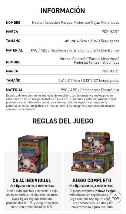 HIRONO x Parque Misterioso / Monsters Carnival Series (+ Pedestal fantasmal con luz) - Figura Coleccionable / Caja Misteriosa