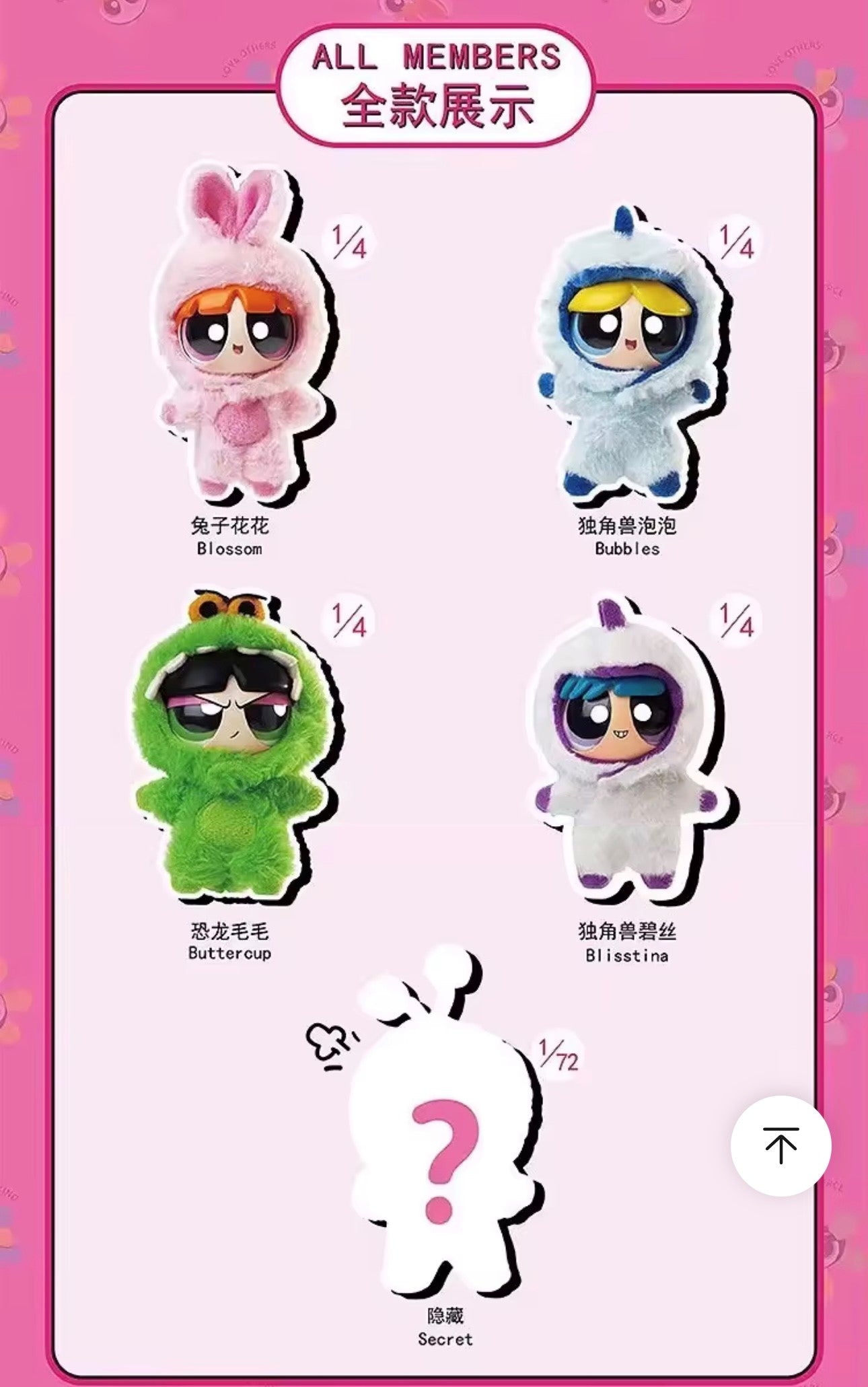 THE POWERPUFF GIRL - Plush Party Serie - Colgante de Peluche / Caja Misteriosa