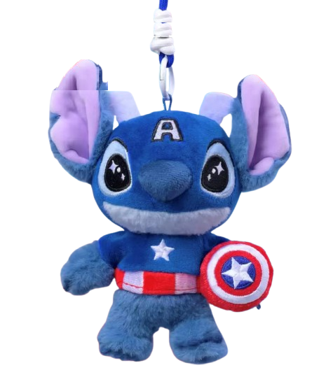 STITCH Captain America - Disney x Marvel - Cosbi Plush Keychain Collection - Colgante de Peluche
