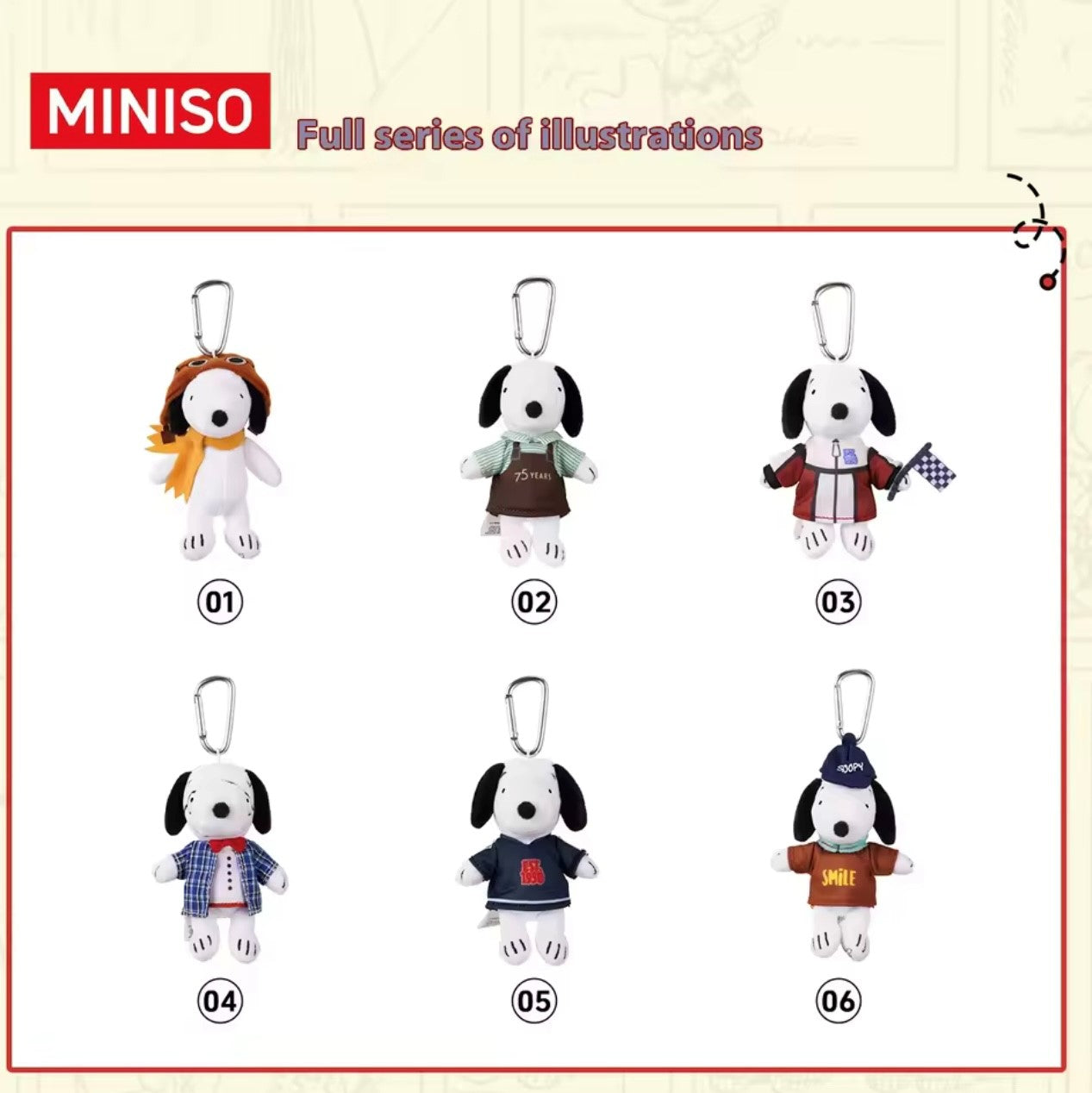 SNOOPY - 75th Aniversary Peanuts Serie - Colgante de Peluche / Caja Misteriosa