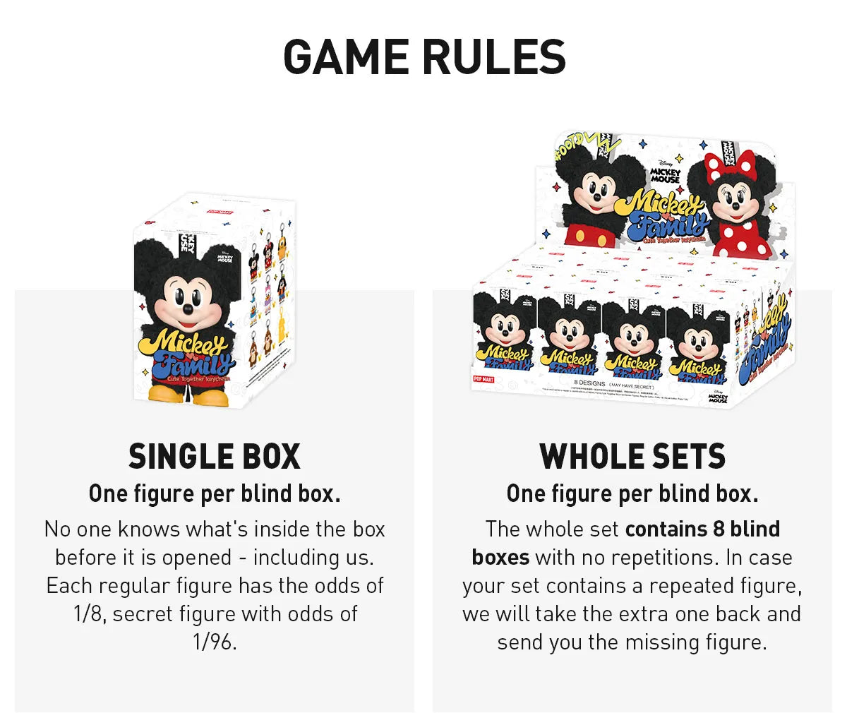 DISNEY MICKEY FAMILY - Cute Together Serie - Colgante de Peluche / Caja Misteriosa